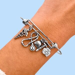 Frontline Boutique Hero’s Nurse Doctor Healthcare Bangle Charm Bracelet